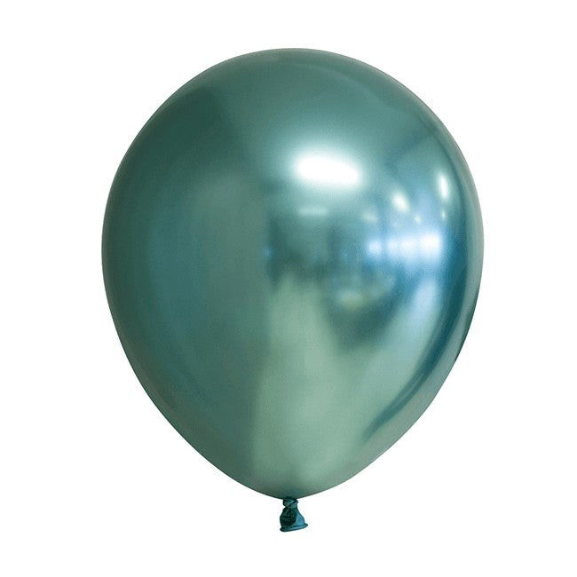 Set 12 Baloane, Klevo, din Latex Chrome, 25 cm, Turcoaz