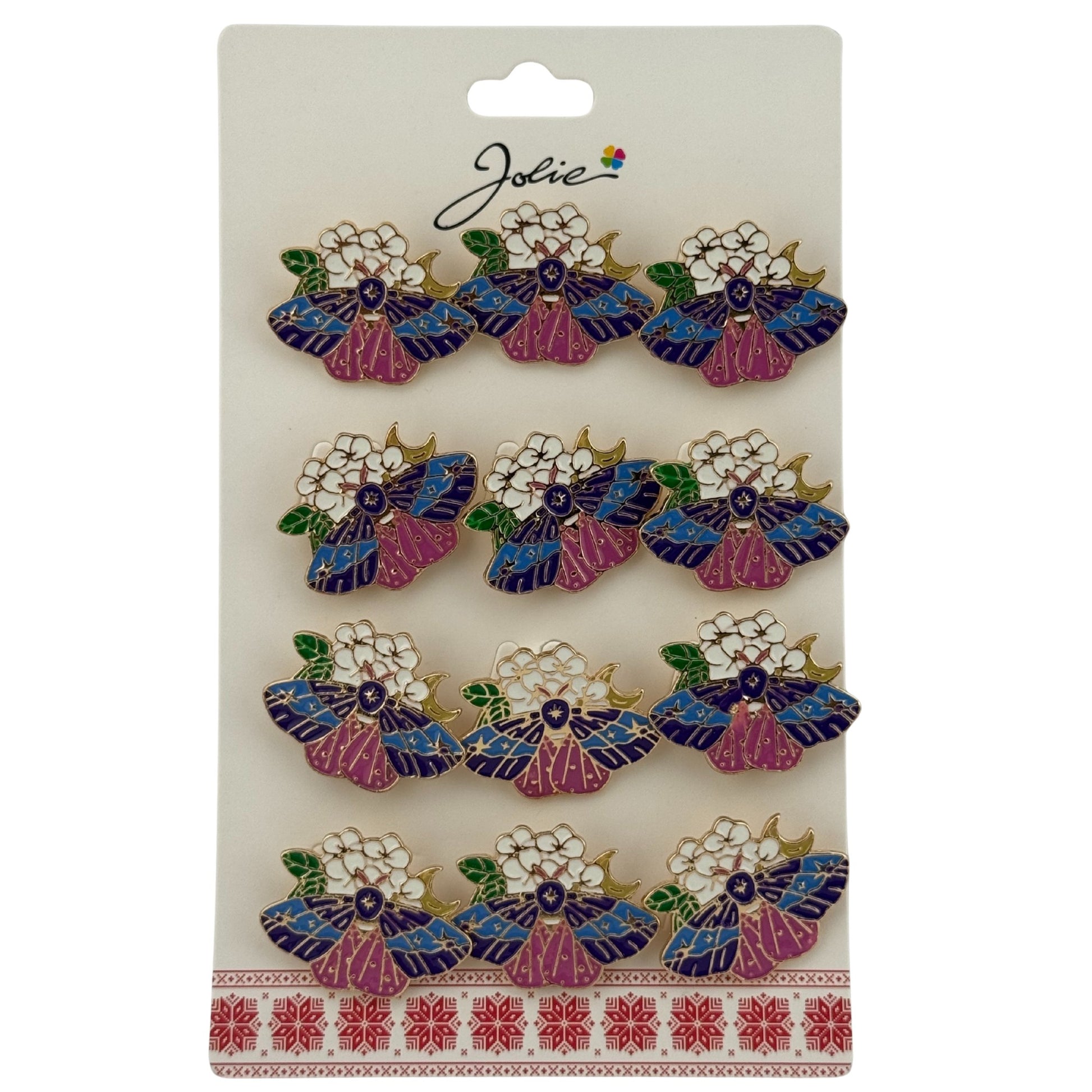 Set 12 Brose Martisor Primavara, Jolie, Model Fluture pe Floricele, Multicolor