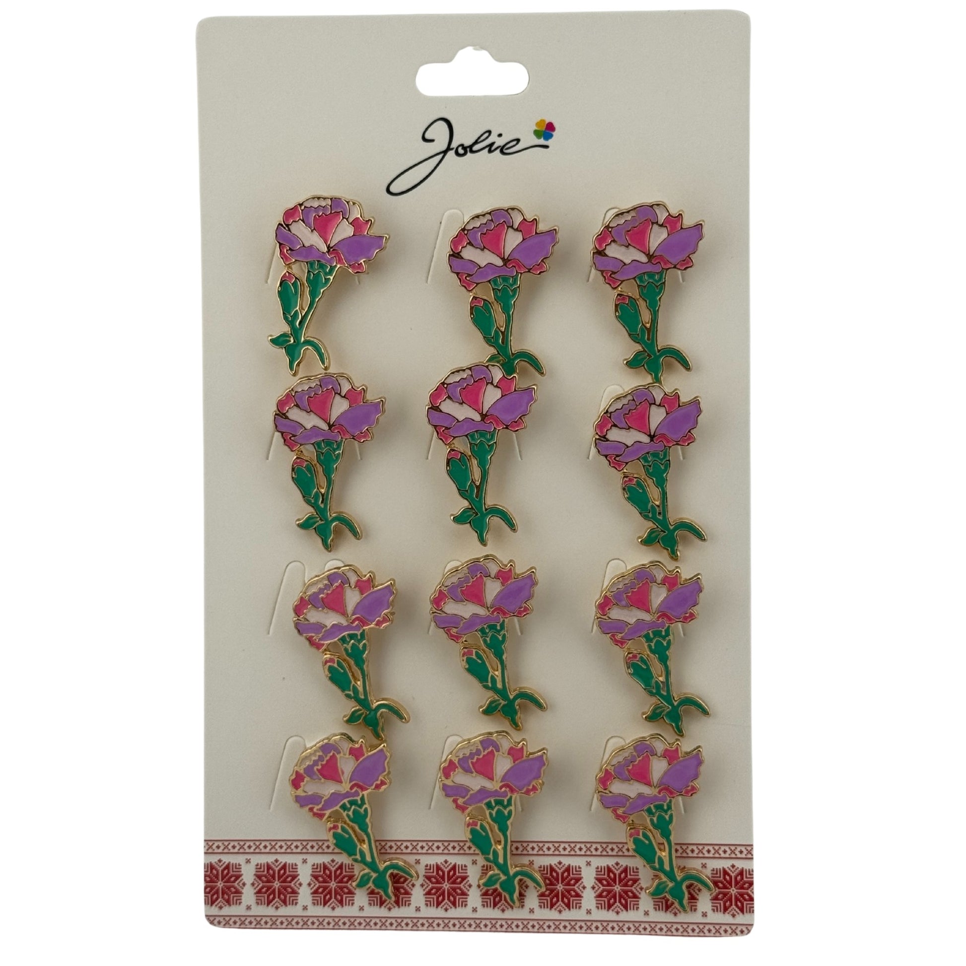 Set 12 Brose Martisor Primavara, Jolie, Model Garoafe Roz