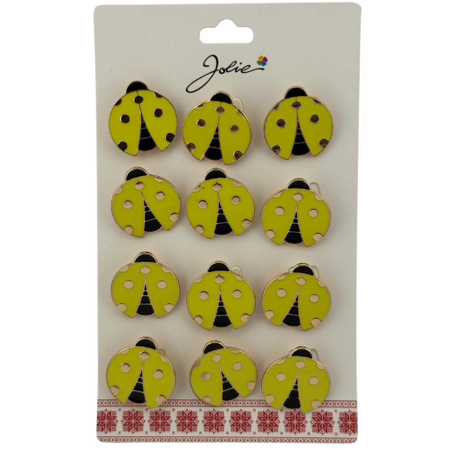 Set 12 Brose Martisor pentru Copii, Jolie, Model Buburuza, Auriu