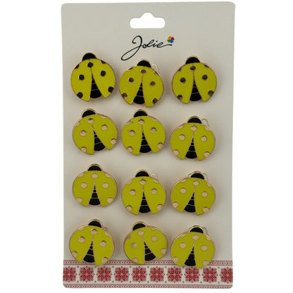 Set 12 Brose Martisor pentru Copii, Jolie, Model Buburuza, Auriu