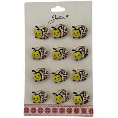 Set 12 Brose Martisor pentru Copii, Jolie, Model Buburuza, Galbena