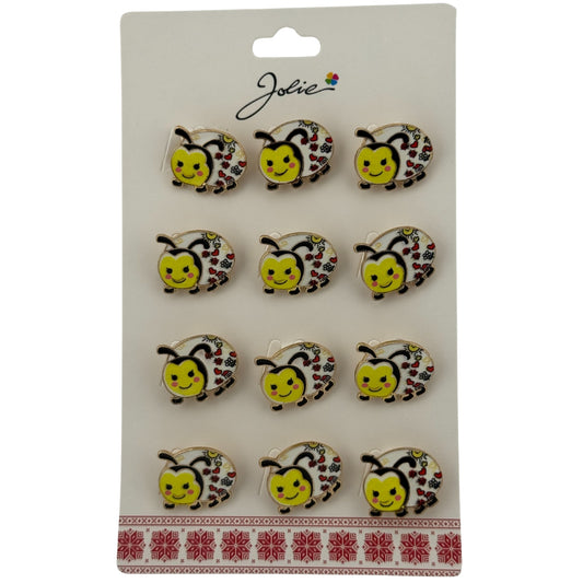 Set 12 Brose Martisor pentru Copii, Jolie, Model Buburuza, Galbena