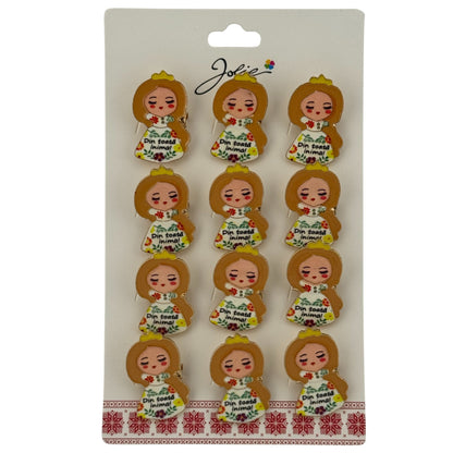 Set 12 Brose Martisor pentru Copii, Jolie, Model Fetita, cu Mesaj Din Toata Inima, Multicolor