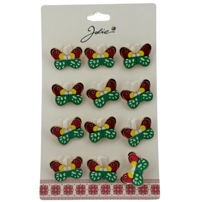 Set 12 Brose Martisor pentru Copii, Jolie, Model Fluture, Multicolor