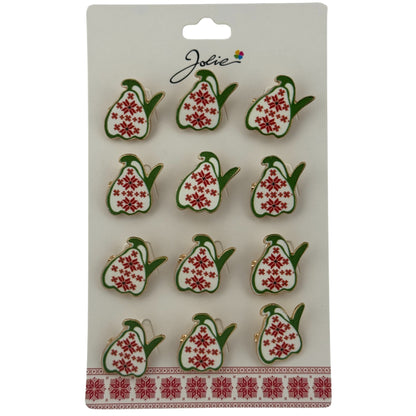 Set 12 Brose Martisor pentru Copii, Jolie, Model Ghiocel cu Motiv Traditional, Multicolor