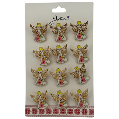 Set 12 Brose Martisor pentru Copii, Jolie, Model Ingeras, Multicolor