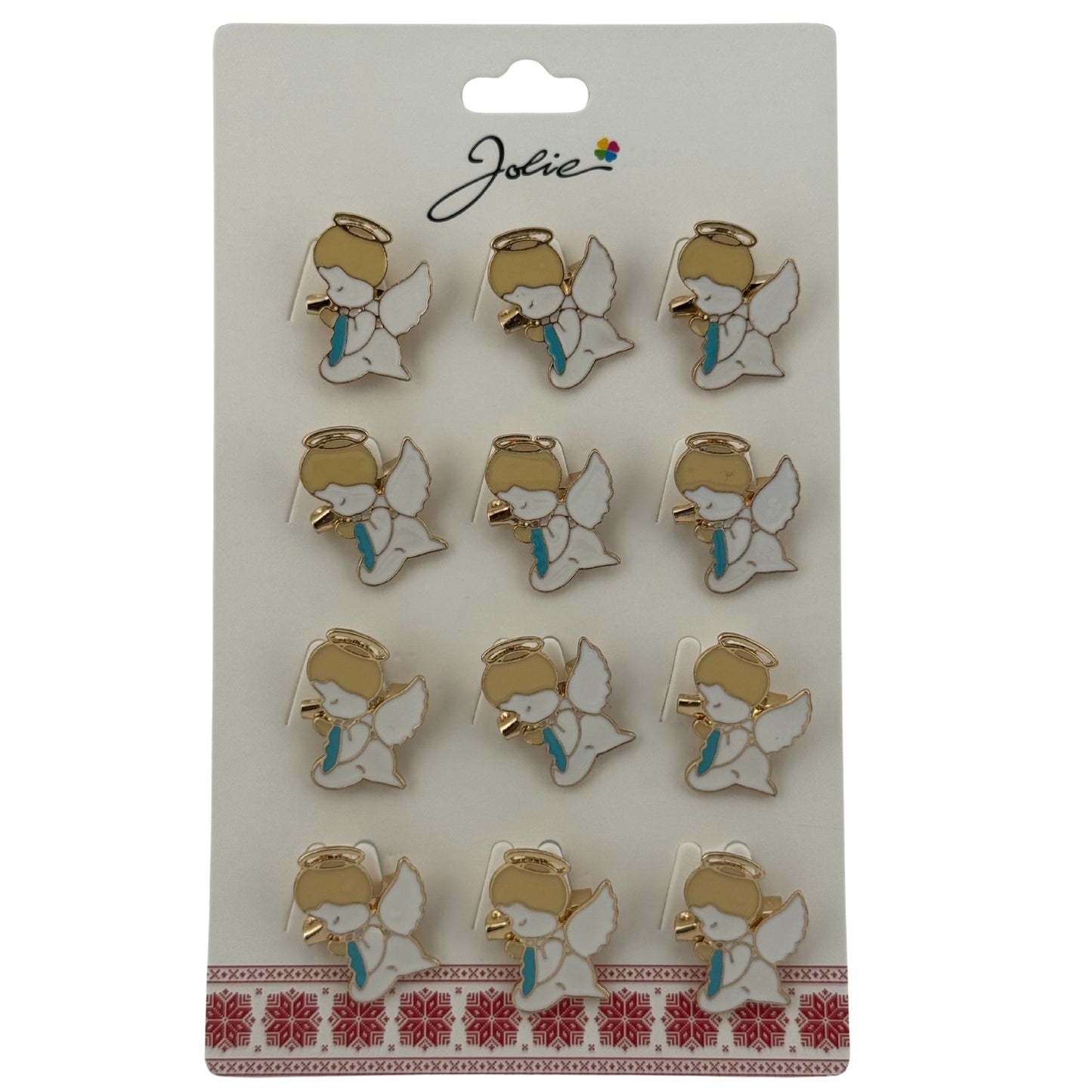 Set 12 Brose Martisor pentru Copii, Jolie, Model Ingeras, Alb