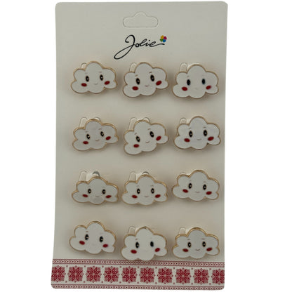 Set 12 Brose Martisor pentru Copii, Jolie, Model Norisor, Alb