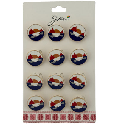 Set 12 Brose Martisor pentru Copii, Jolie, Model Peisaj, Multicolor