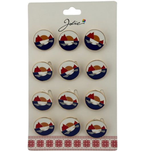 Set 12 Brose Martisor pentru Copii, Jolie, Model Peisaj, Multicolor