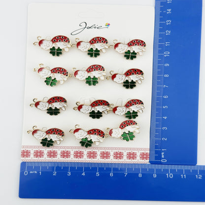 Brose Martisor, Jolie, Set 12 Bucati, Buburuza Cu Trifoi, Metal, 3 cm, Multicolor