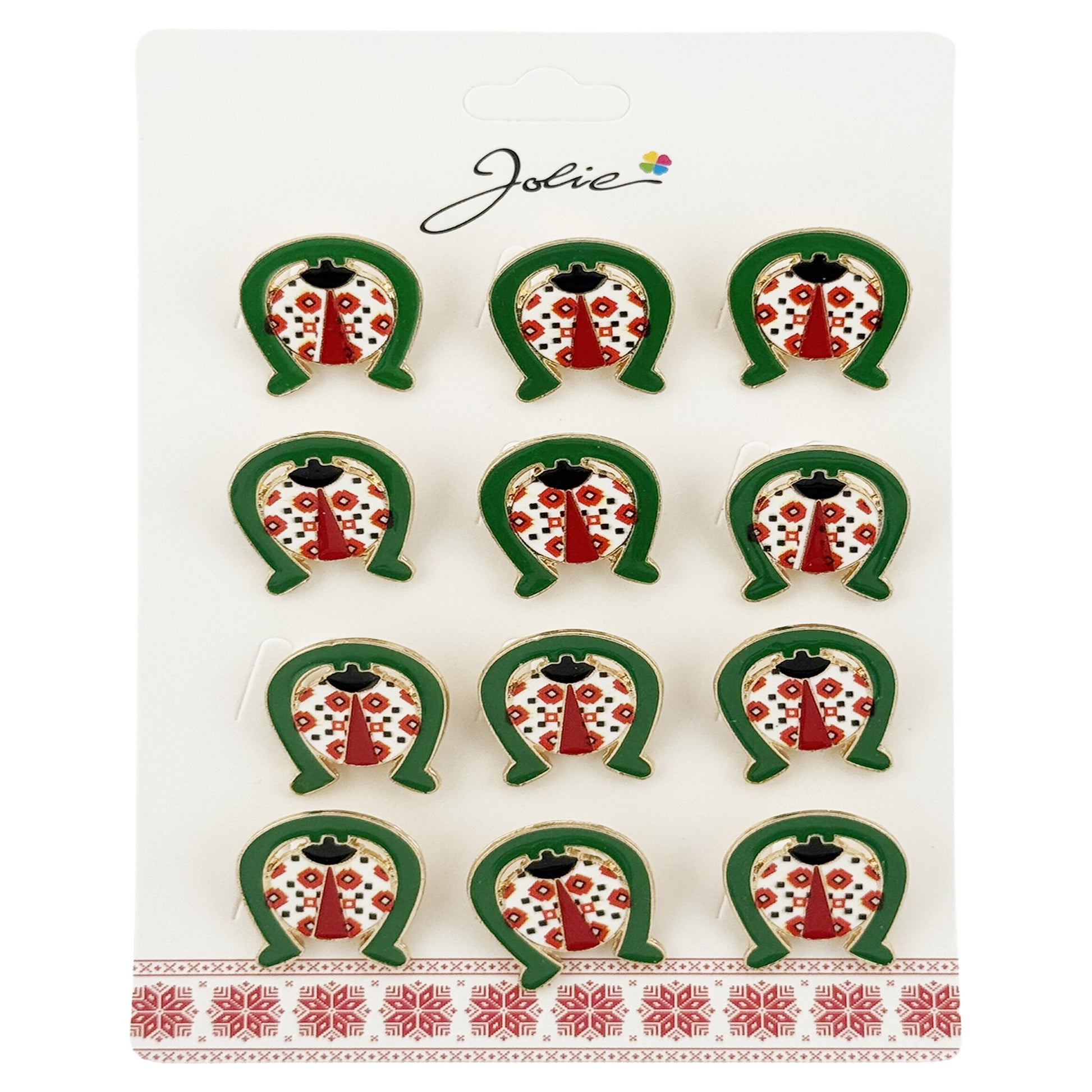 Brose Martisor, Jolie, Set 12 Bucati, Model Buburuza In Potcoava, Metal, 3 cm, Multicolor