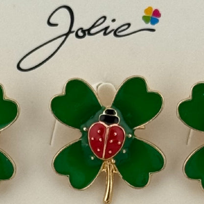 Set 12 Brose Martisor Primavara, Jolie, Model Buburza pe Trifoi, Verde