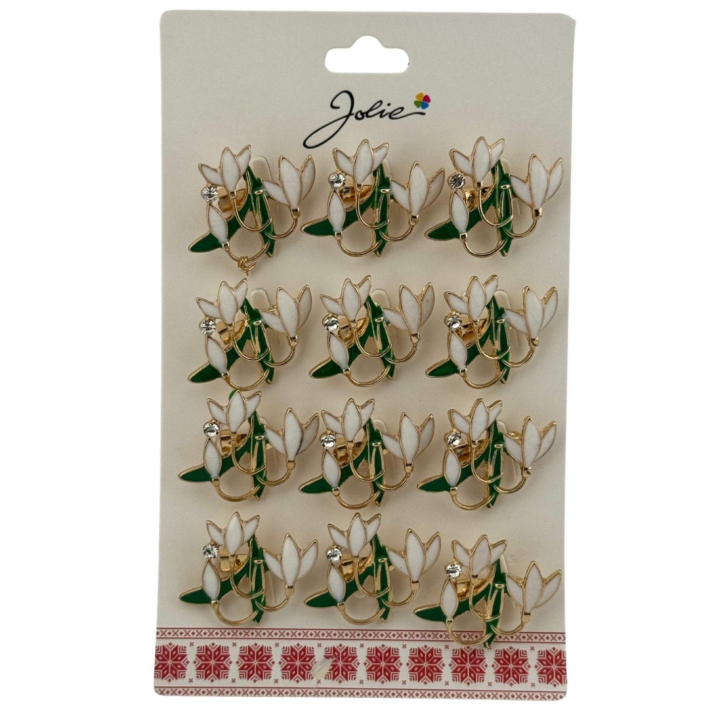 Set 12 Brose Martisor Primavara, Jolie, Model Buchet Ghiocei cu Piatra