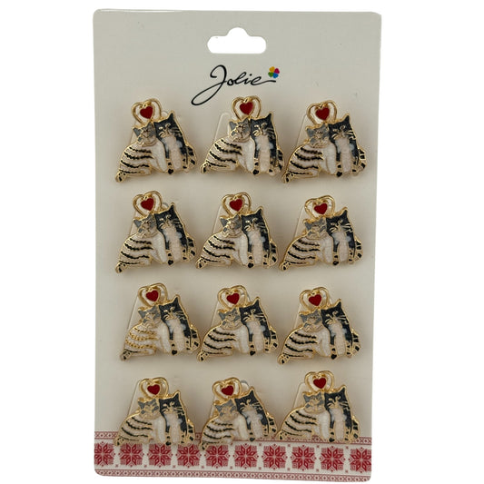 Set 12 Brose Martisor Primavara, Jolie, Model Cuplu de Pisici