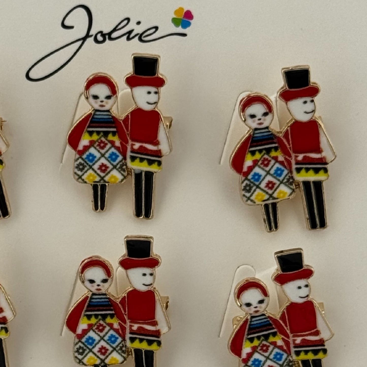 Set 12 Brose Martisor Primavara, Jolie, Model Cuplu Traditional, Multicolor
