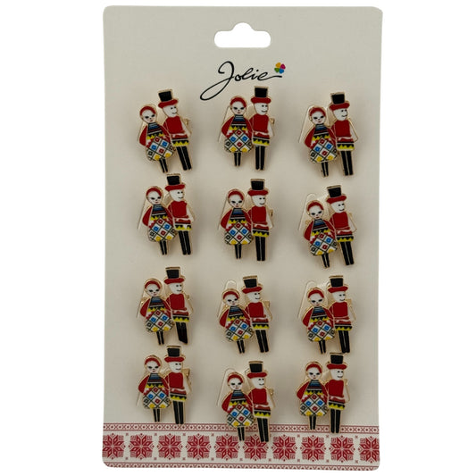 Set 12 Brose Martisor Primavara, Jolie, Model Cuplu Traditional, Multicolor