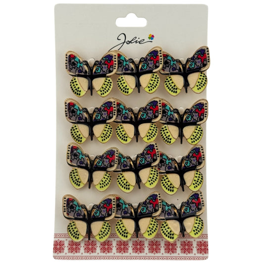 Set 12 Brose Martisor Primavara, Jolie, Model Fluture cu Aripi Deschise, Multicolor