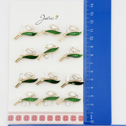 Brose Martisor, Jolie, Set 12 Bucati, Model Primavara Ghiocel, Brose din Metal, Aspect Lacuit, Alb