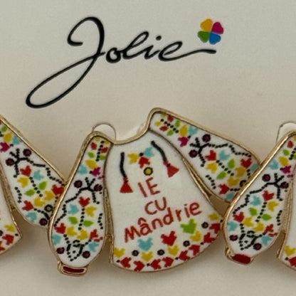 Set 12 Brose Martisor Primavara, Jolie, Model Ie, Mesaj Ie cu Mandrie, Multicolor