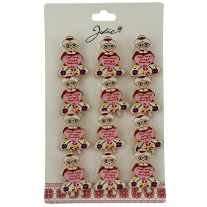 Set 12 Brose Martisor Primavara, Jolie, Model Femeie, Mesaj  Cea Mai Draga Bunica, Multicolor