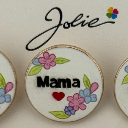Set 12 Brose Martisor Primavara, Jolie, Model Rotund cu Flori, Mesaj Mama, Multicolor