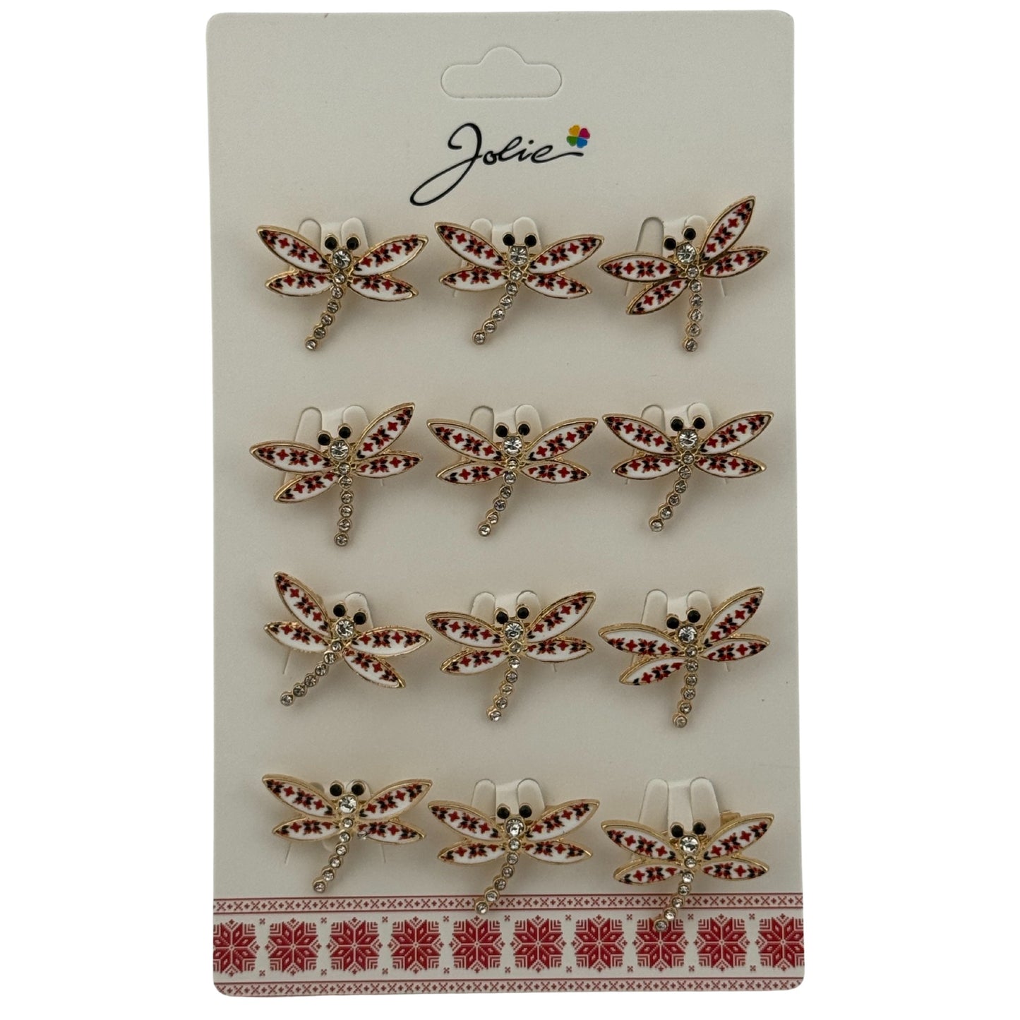 Set 12 Brose Martisor Primavara, Jolie, Model Libelula cu Motiv Traditional si Pietre