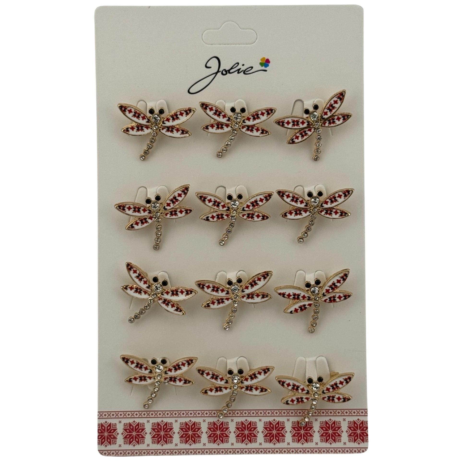 Set 12 Brose Martisor Primavara, Jolie, Model Libelula cu Motiv Traditional si Pietre