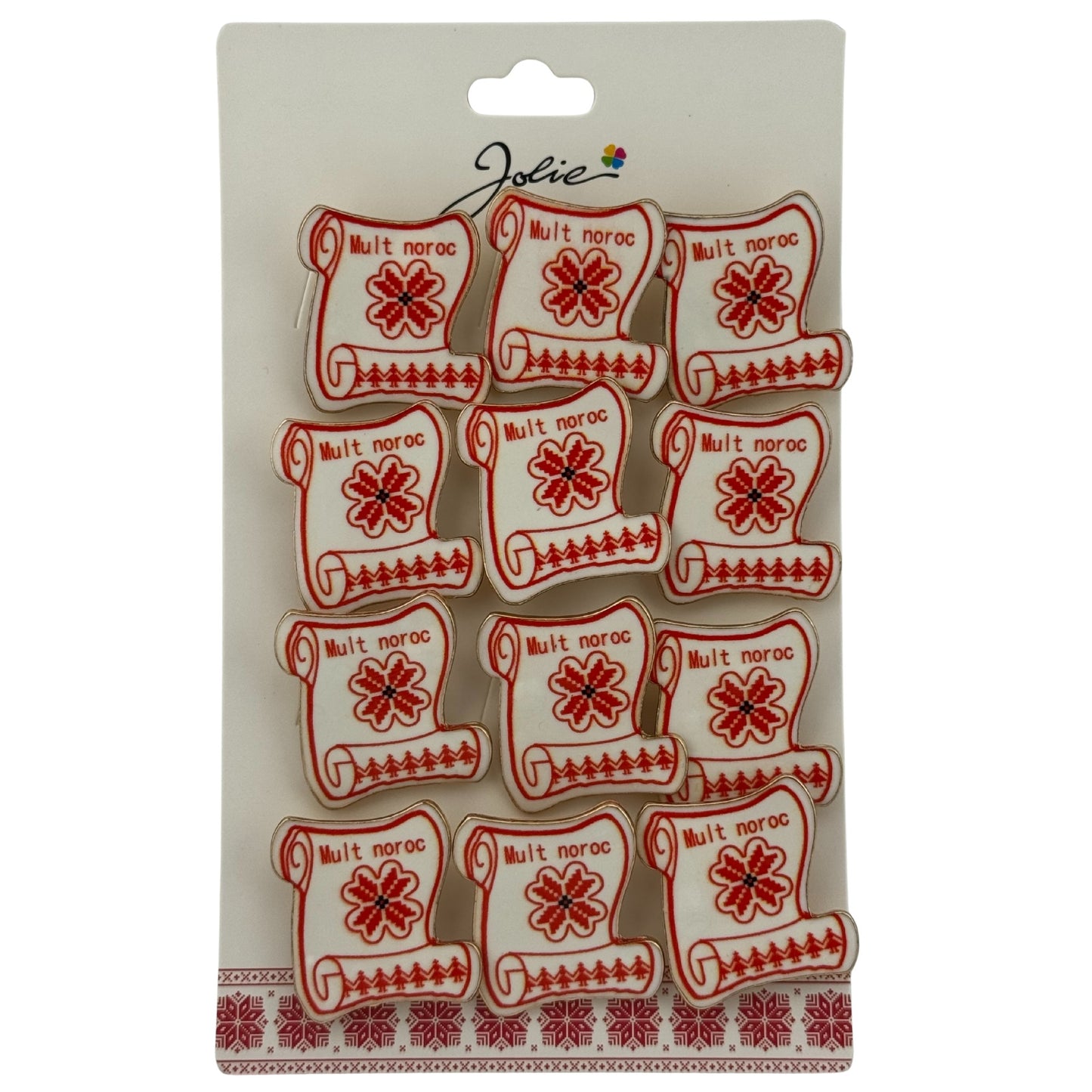 Set 12 Brose Martisor Primavara, Jolie, Model Papirus, cu Mesaj Mult Noroc