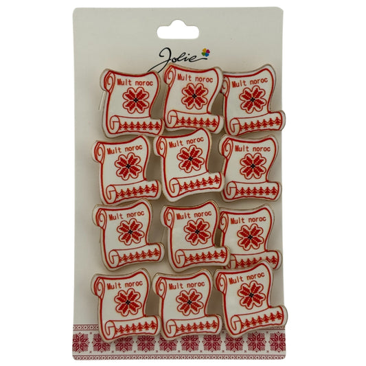 Set 12 Brose Martisor Primavara, Jolie, Model Papirus, cu Mesaj Mult Noroc