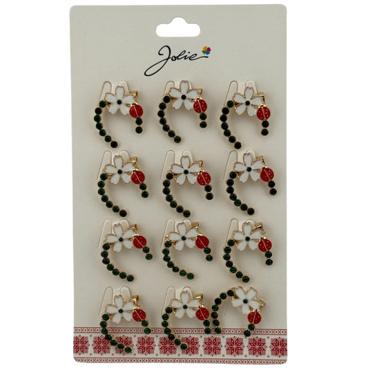 Set 12 Brose Martisor Primavara, Jolie, Model Potcoava cu Floare si Buburuza