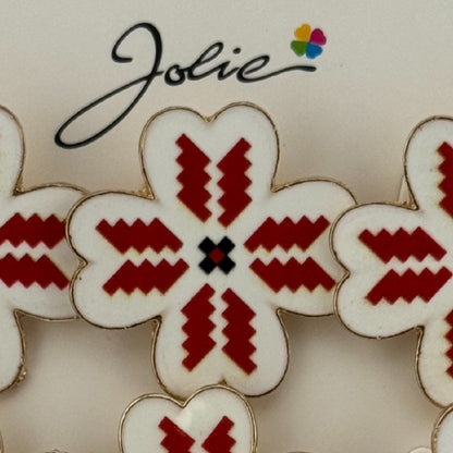 Set 12 Brose Martisor Primavara, Jolie, Model Trifoi cu Motiv Traditional Rosu