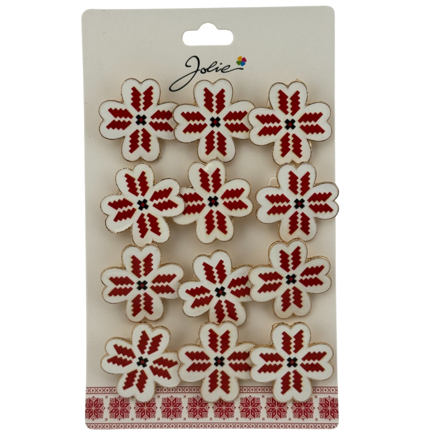 Set 12 Brose Martisor Primavara, Jolie, Model Trifoi cu Motiv Traditional Rosu