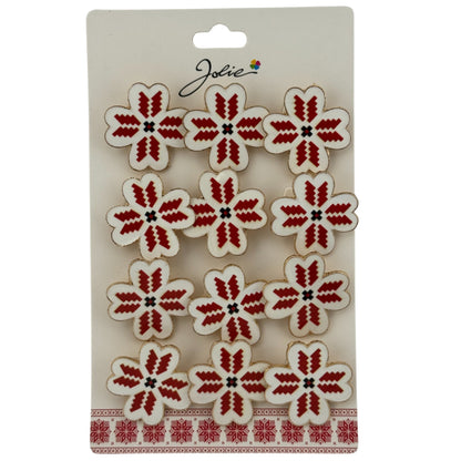 Set 12 Brose Martisor Primavara, Jolie, Model Trifoi cu Motiv Traditional Rosu