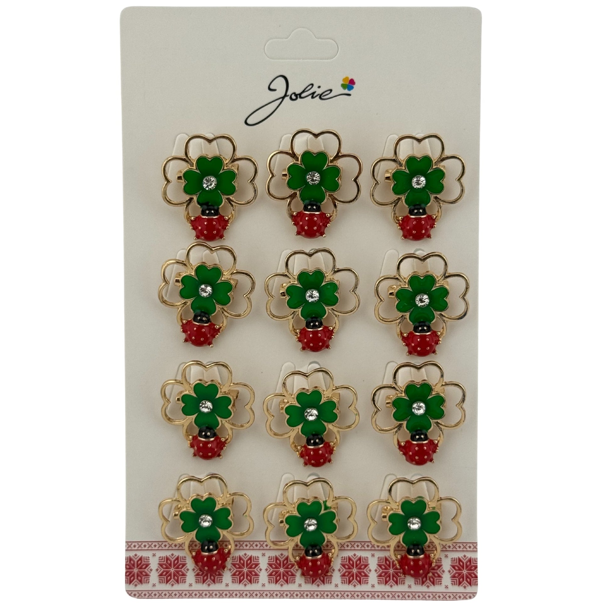 Set 12 Brose Martisor Primavara, Jolie, Model Trifoi cu Buburuza