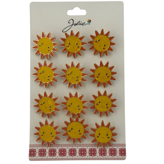 Set 12 Brose Martisor pentru Copii, Jolie, Model Soare, Galben