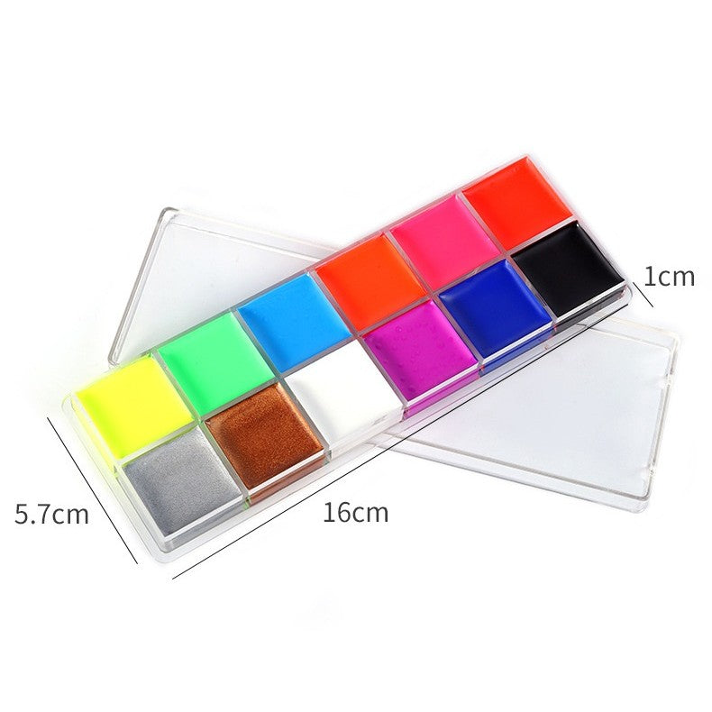 Paleta de Vopsea pentru Fata si Corp, Klevo, 12 Culori, Vopsea pe Baza de Ulei, 5.7 x 16 x 1 cm, Multicolor