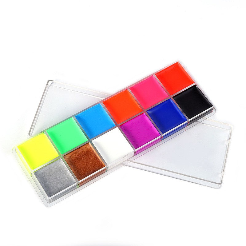 Paleta de Vopsea pentru Fata si Corp, Klevo, 12 Culori, Vopsea pe Baza de Ulei, 5.7 x 16 x 1 cm, Multicolor