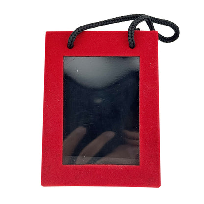 Set 12 Cutii pentru Martisoare Klevo, Forma Gentuta cu Capac Transparent tip Display, Catifea Rosie, 65x85x40 mm