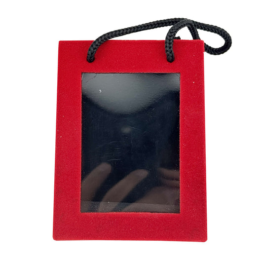 Set 12 Cutii pentru Martisoare Klevo, Forma Gentuta cu Capac Transparent tip Display, Catifea Rosie, 65x85x40 mm
