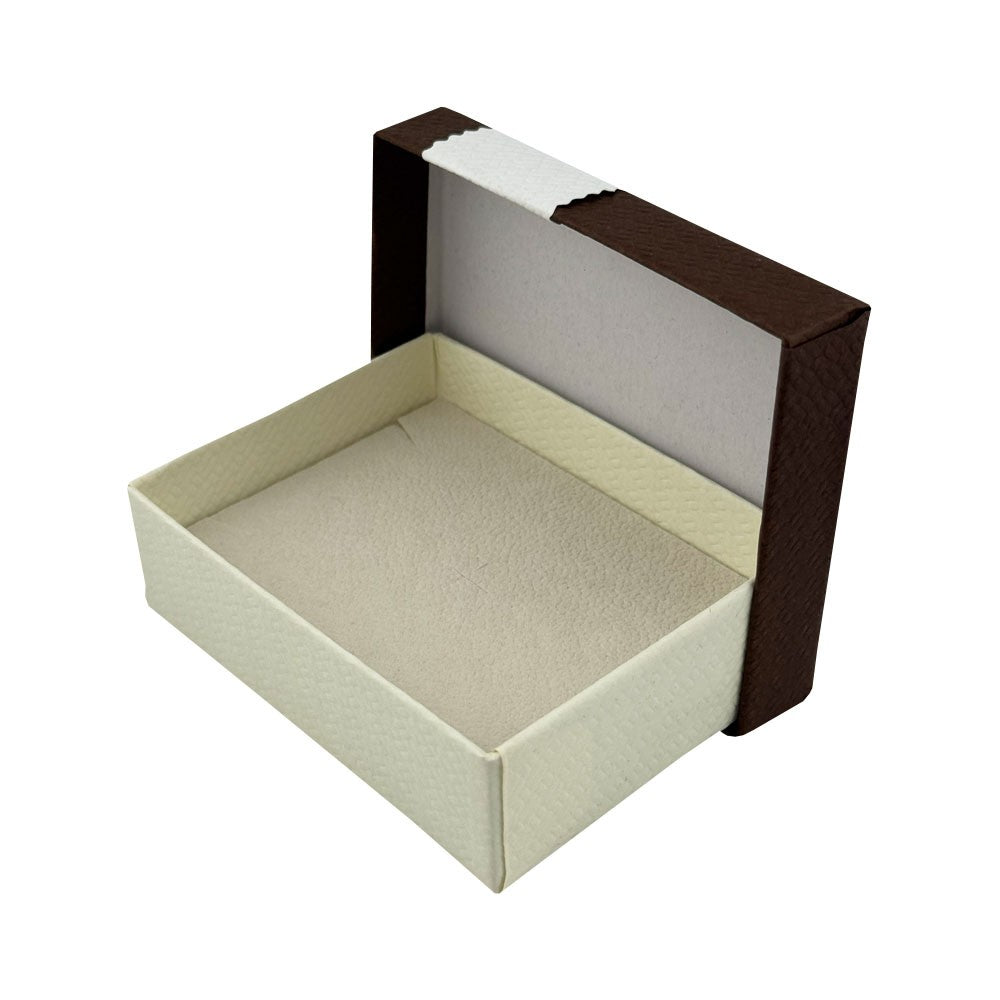 Set 12 Cutii pentru Martisoare/Brose, Klevo, Model Crem cu Maro, Forma Dreptunghi, 6,5 x 8,5 cm, Carton, Interior Moale