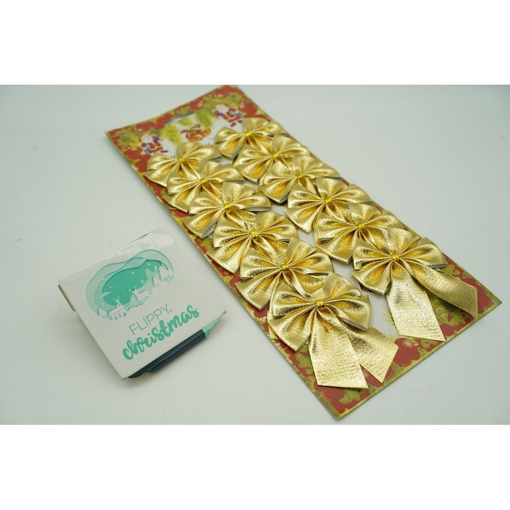 Set 12 fundite pentru brad, Aurii, 6 x 8 cm, din poliester, Klevo