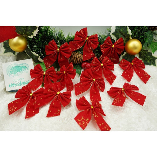 Set 12 fundite pentru brad, Rosii, 6 x 8 cm, din poliester, Klevo