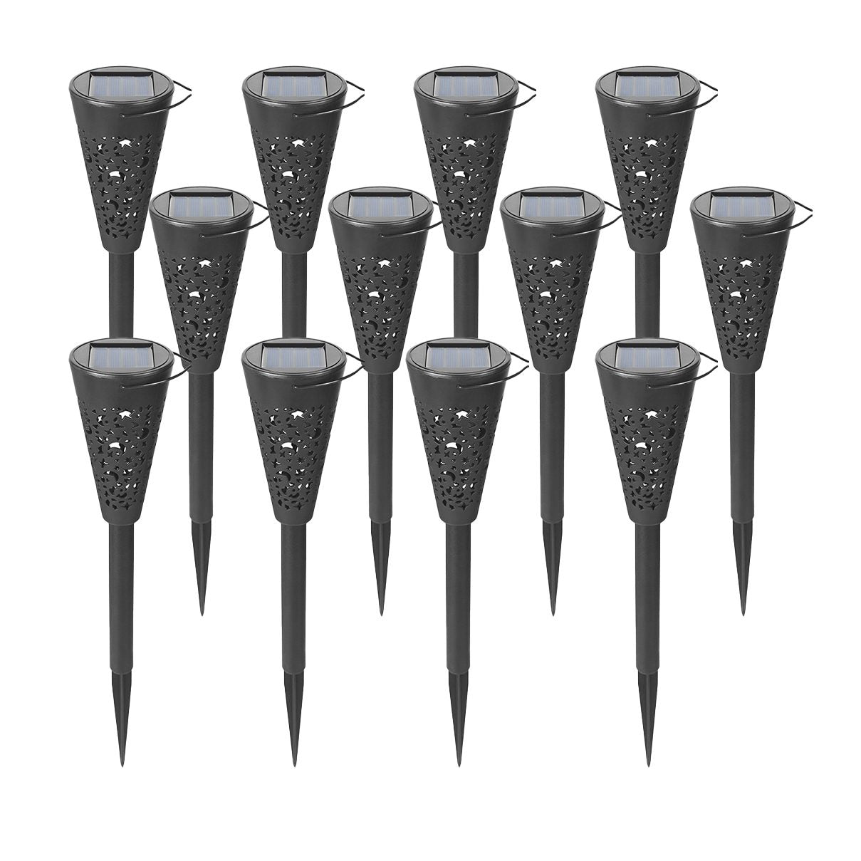 Set 12 Lampi Solare Led pentru Gradina, Klevo, Tip Torta, 36 x 6.8 cm, Buton On-Off, Lumina Alb Rece, Negru