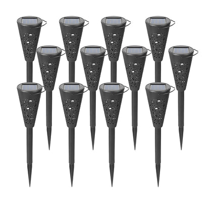 Set 12 Lampi Solare Led pentru Gradina, Klevo, Tip Torta, 36 x 6.8 cm, Buton On-Off, Lumina Alb Rece, Negru