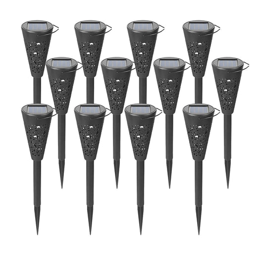 Set 12 Lampi Solare Led pentru Gradina, Klevo, Tip Torta, 36 x 6.8 cm, Buton On-Off, Lumina Alb Cald, Negru