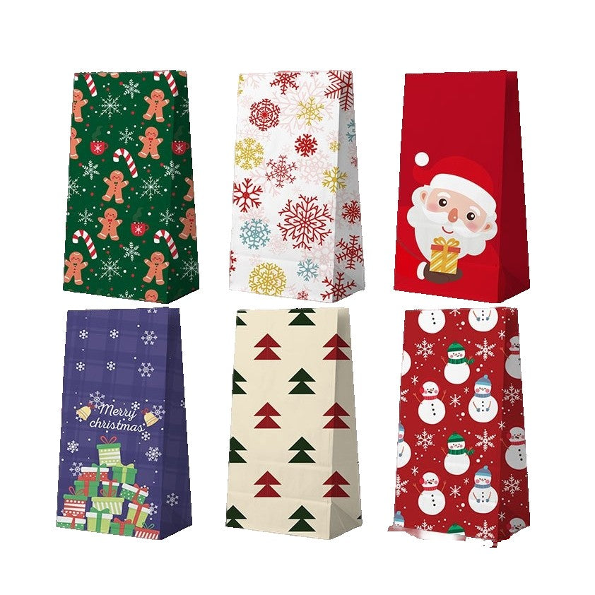 Set 12 Pungi de Cadou, Klevo, Tema Craciun, cu Motive Festive, 12 Stickere Incluse, 22 x 12 x 8 cm, din Hartie, Multicolor