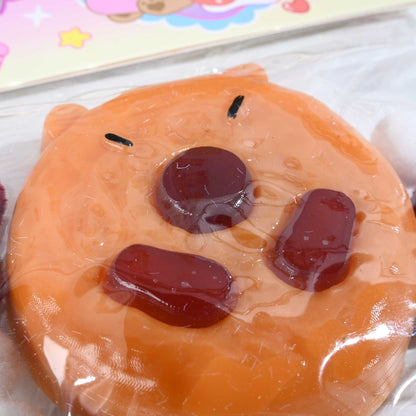 Set 12 Jucarii Antistres Squishy, Klevo, cu Revenire Lenta, Squeeze Pinch Family, Forma de Biscuite Rotund, Model Capybara, 7x6.5 cm, 55g, Ambalaj Transparent, Maro