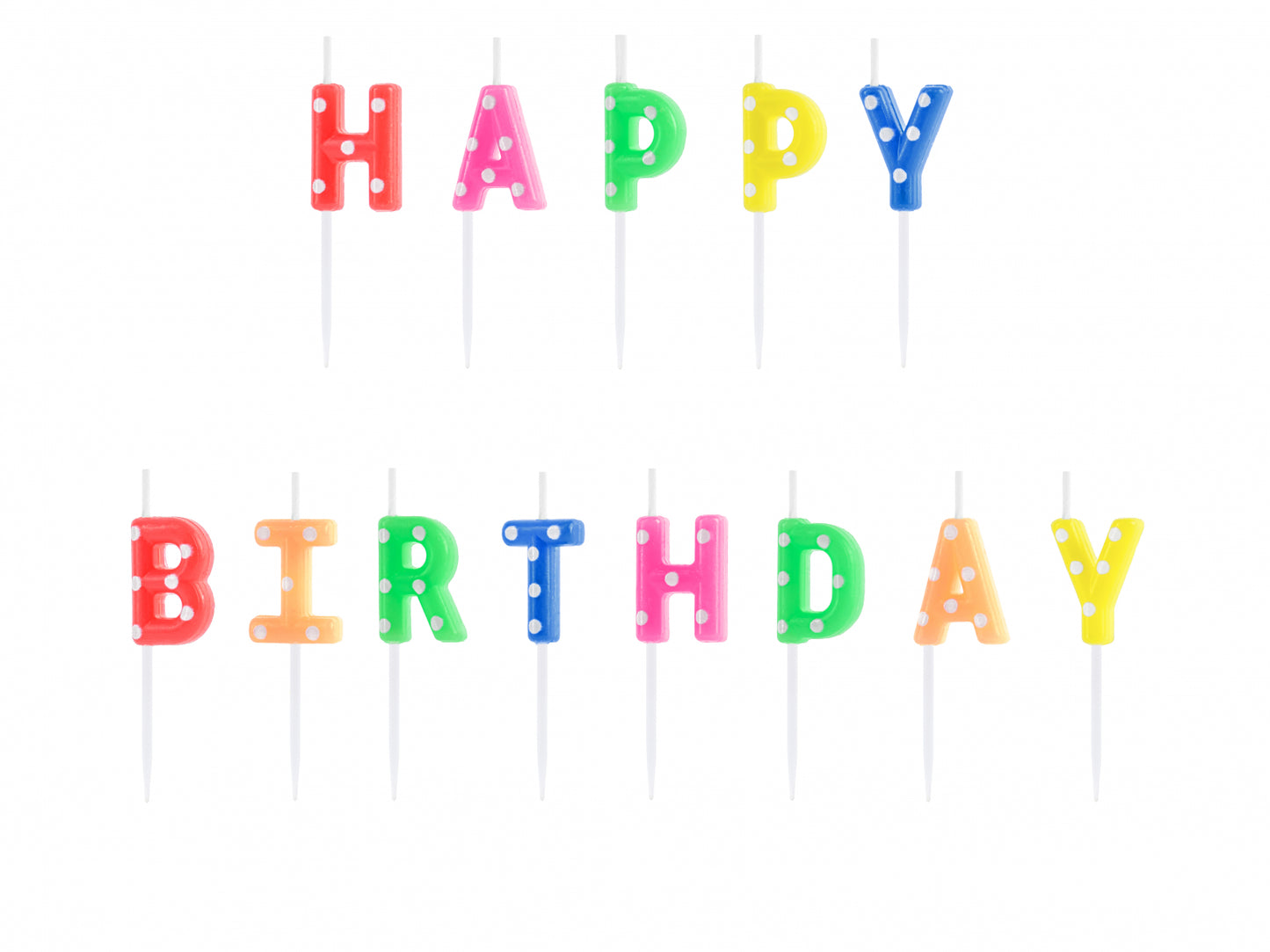 Set 13 Lumânări tort Happy Birthday, mix, 2.5cm